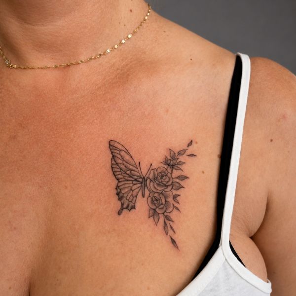 Mellkas virag pill pad tattoo – Phoenix Art Design tetoválás